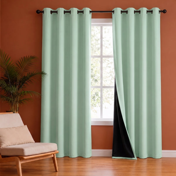 Fort Essential - Black Backing Blackout Curtain (Sage Green)