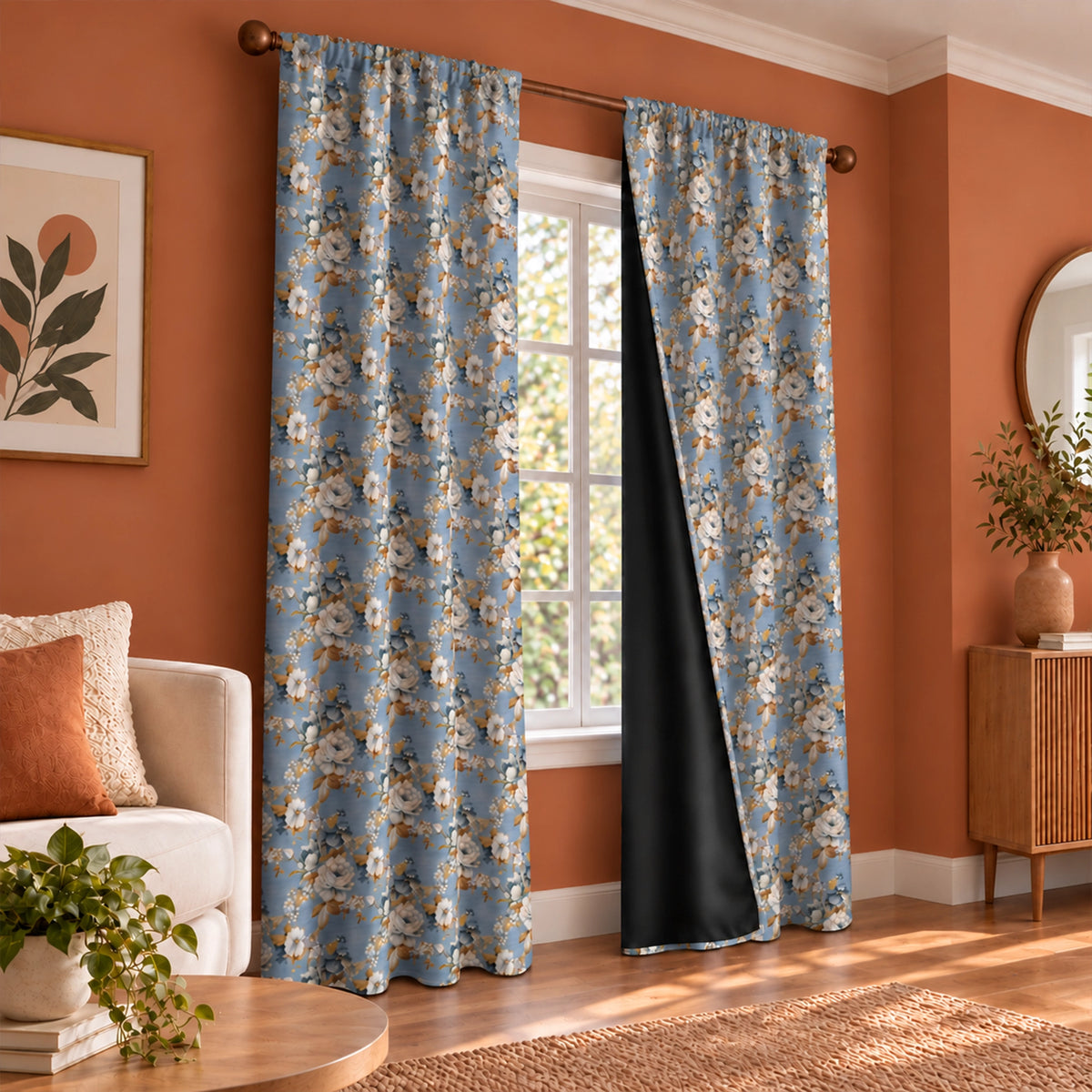 Imprimer Abstract - Digital Printed Blackout Curtain (Delicate Bloom)