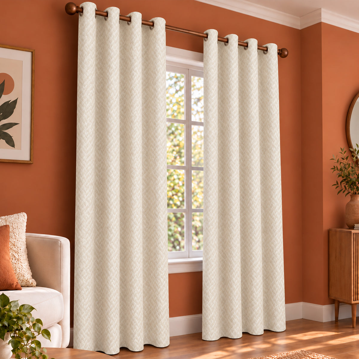 Ash Embossed Blackout Curtain (Elara - Eyelets)