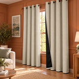 Opaline Off White Embossed Blackout Curtain (Elara - Eyelets)