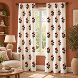 Red Rose Printed Rod Pocket Duck Curtain