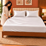 Premium Poly Satin Fitted Bedsheet – Soft, Smooth & Snug Fit, Champagne