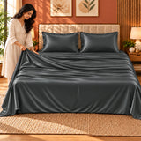 Premium Poly Satin Bedsheet – Soft, Smooth & Silky,Graphite Grey