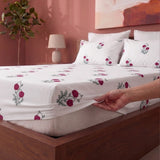 Imprimer Vignette - Floral Printed Fitted Bedsheet (Red)