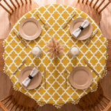 Cotton Quatrefoil Printed Dining Table Cover