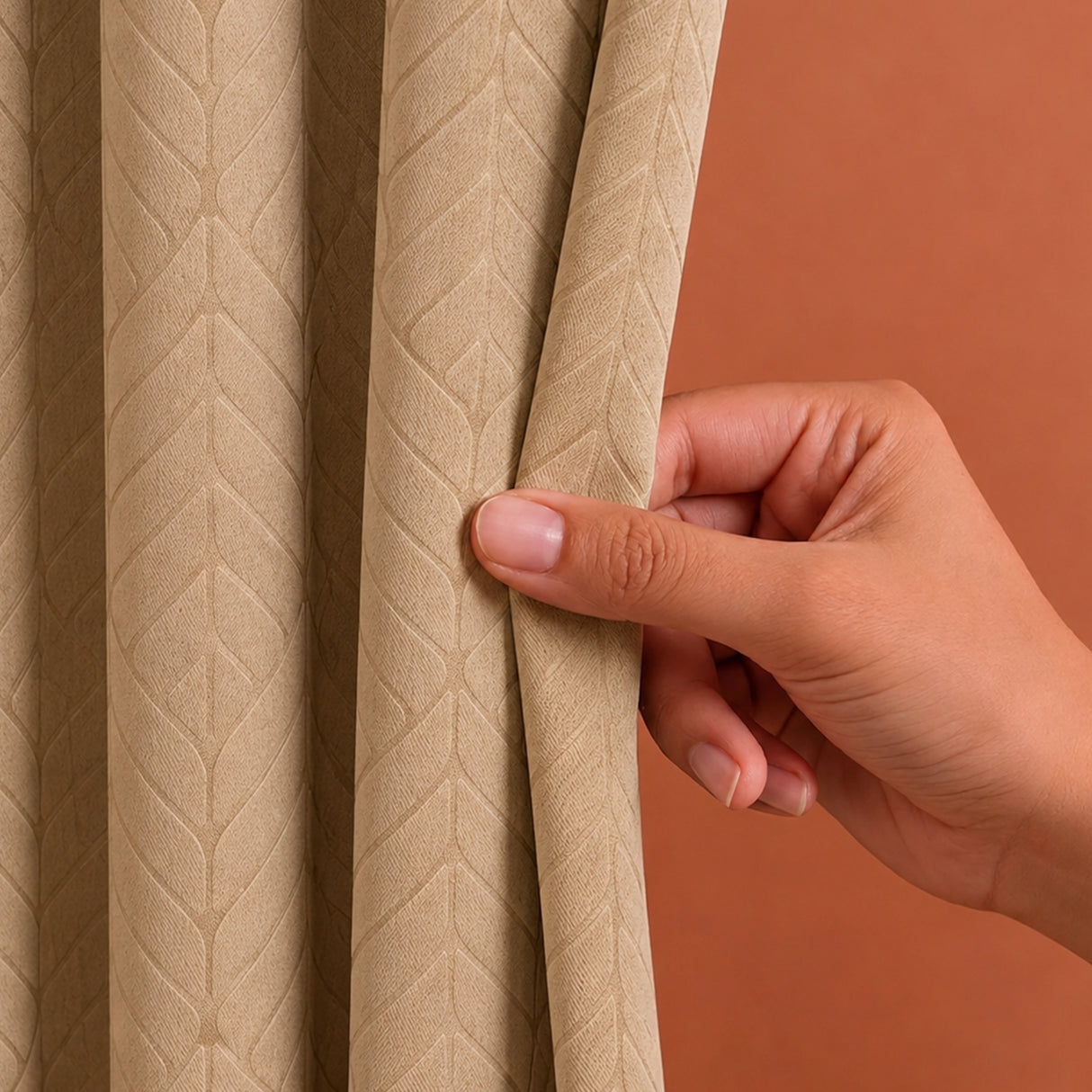 Fort Essential Embossed - Eyelet Black Backing Blackout Curtain (Beige)