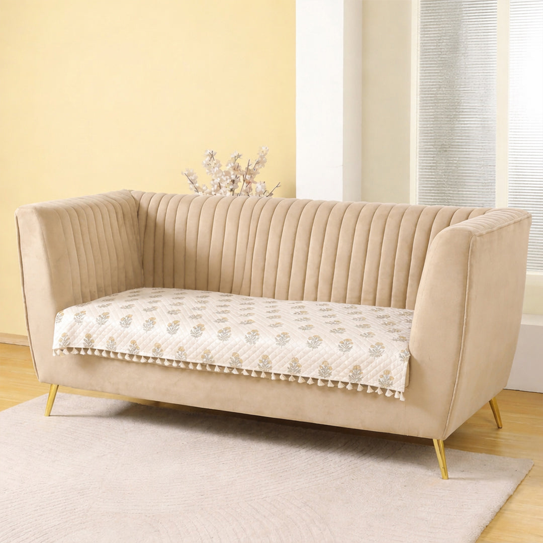 Meadow Bloom - Printed Sofa Cover (White)