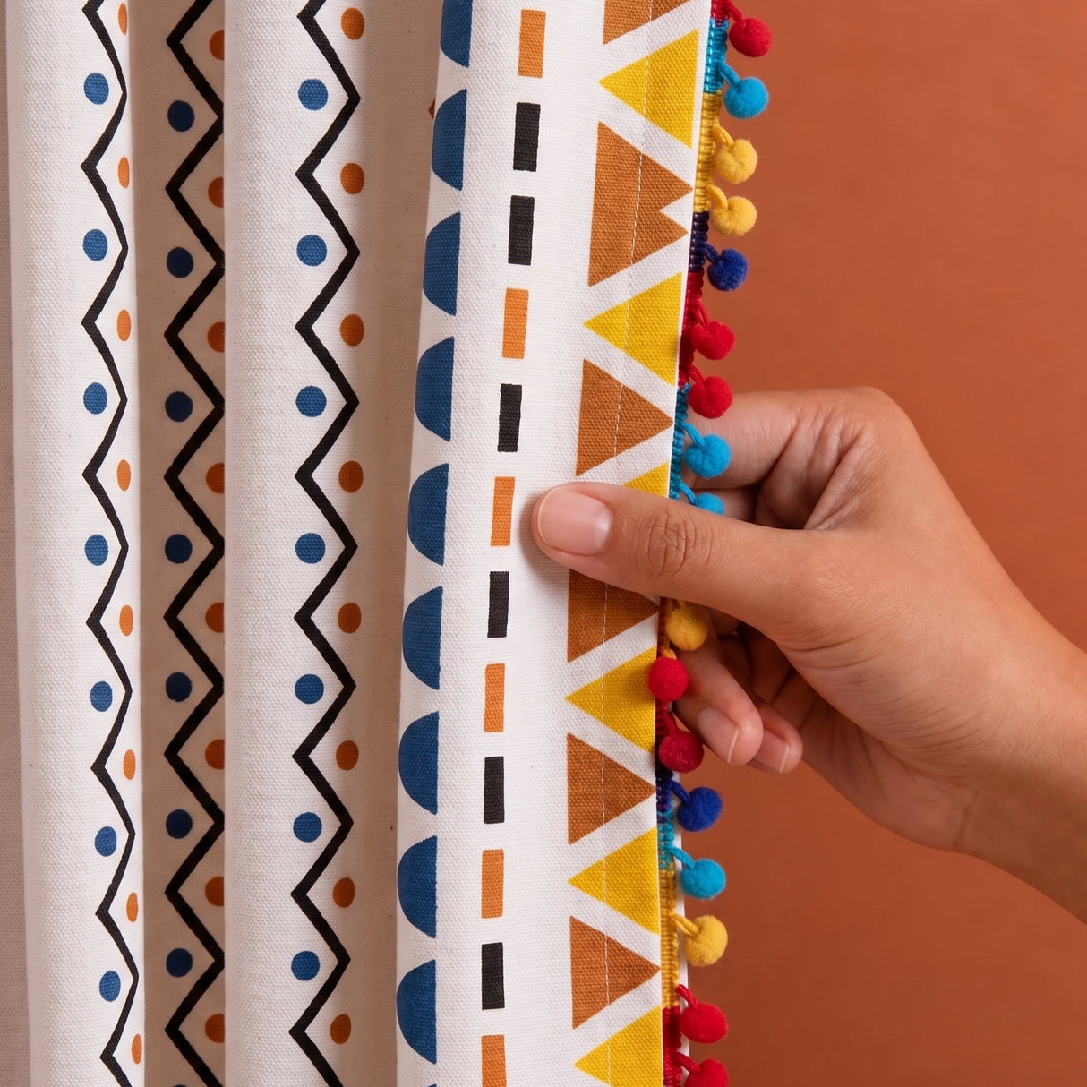 Imprimer Handpicked Santo - Rod Pocket Printed Semi Blackout Curtain (Multicolor)
