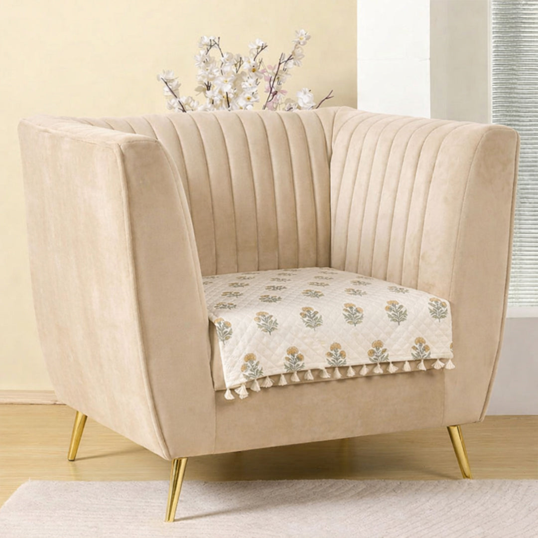 Meadow Bloom - Printed Sofa Cover (White)