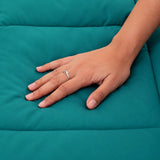 Fort - Box Stitch Duvet Comforter (Teal & Light Grey)