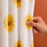 Yellow Sunflower Printed Eyelet Duck Curtain