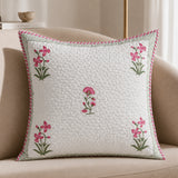 Ombre Orchid - Hand Block Print Quilted Cushion Cover (Pink)