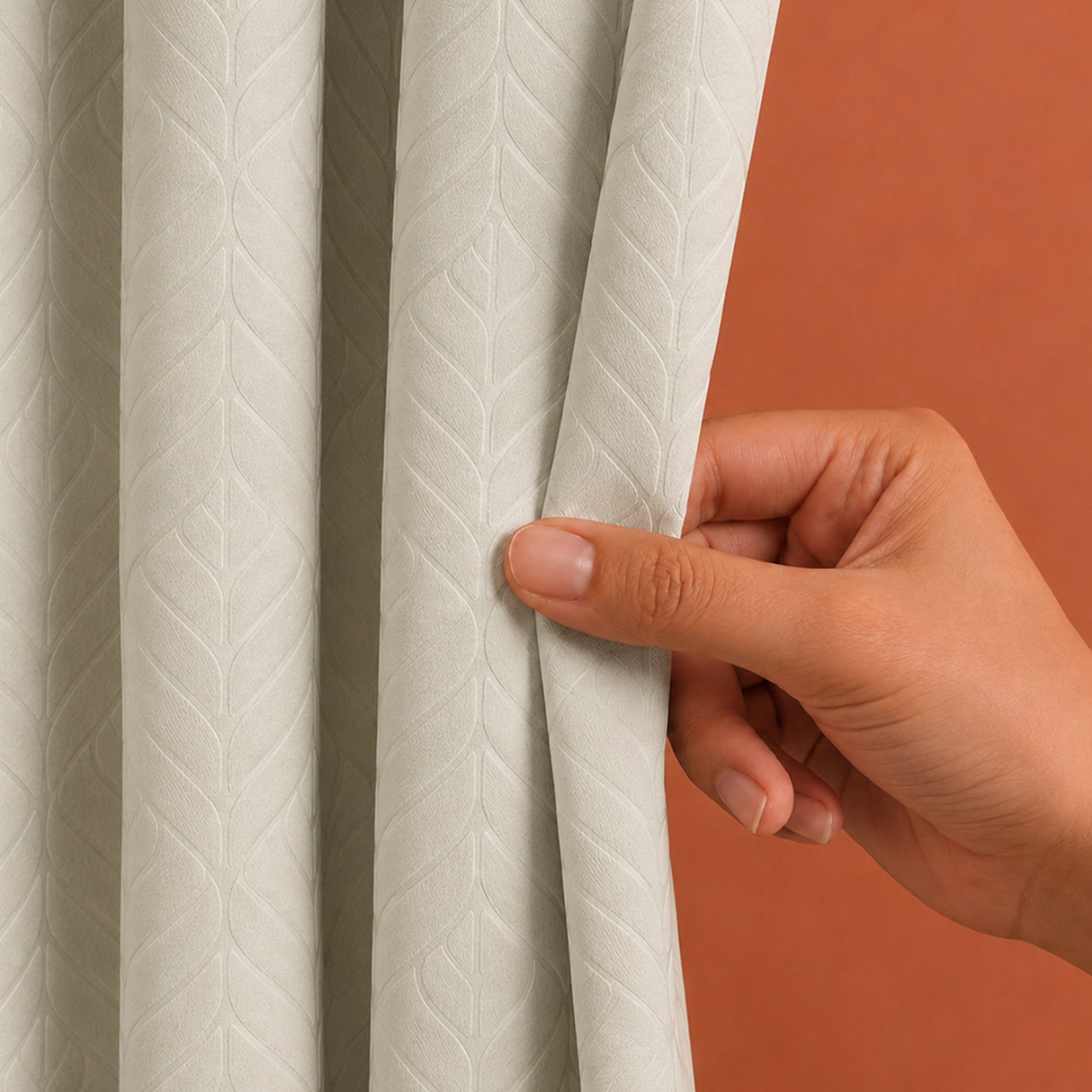 Fort Essential Embossed - Rod Pocket Black Backing Blackout Curtain (Off White)