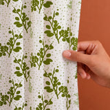 White Floral Botanic Hush Rod Pocket Printed duck Curtain