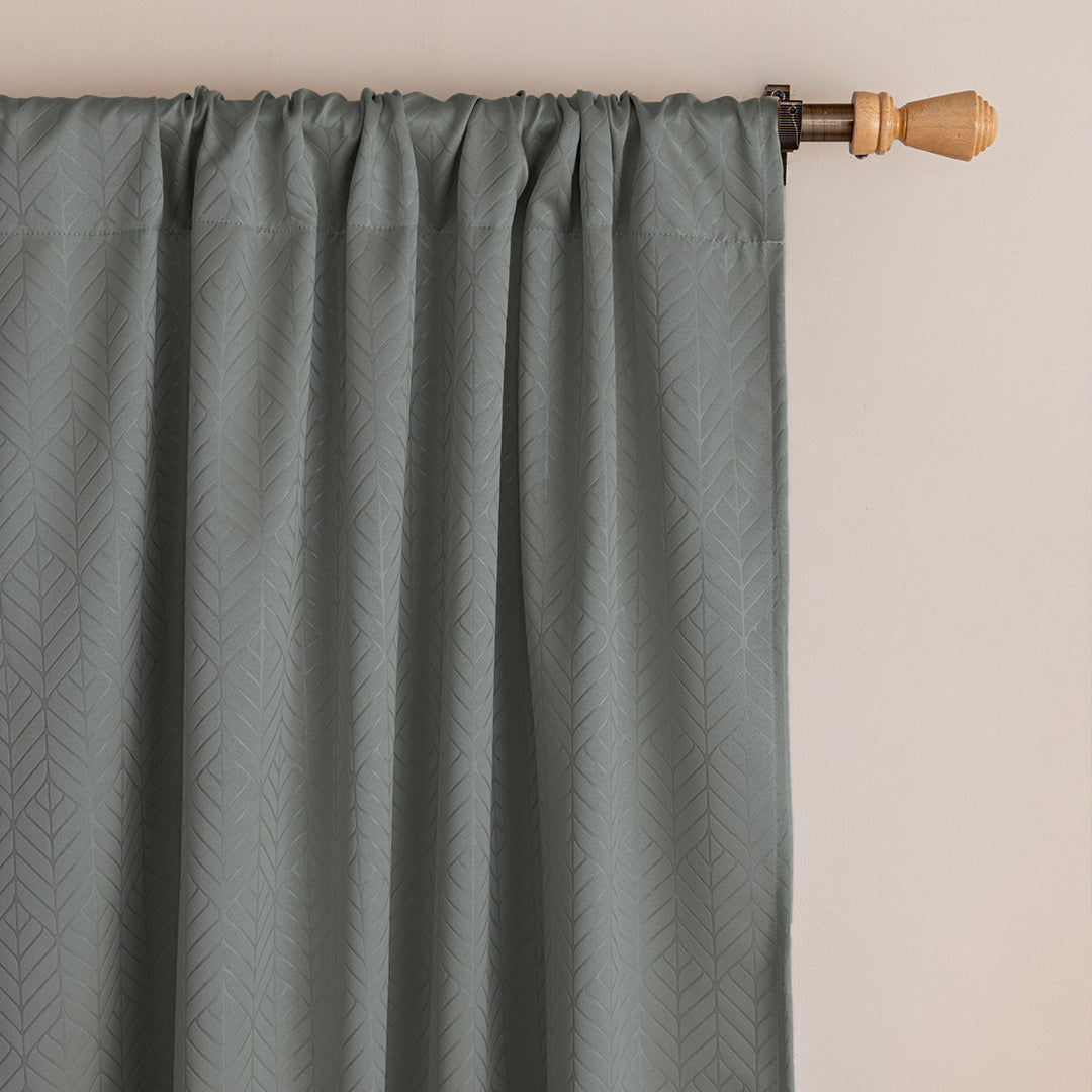 Fort Essential Embossed - Rod Pocket Black Backing Blackout Curtain (Grey)