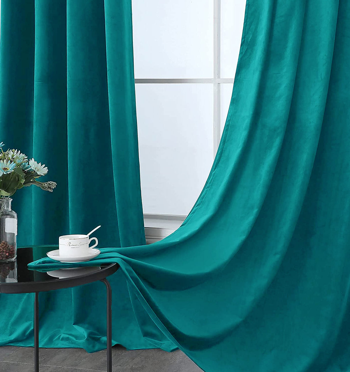 Fort Royal - Rod Pocket Velvet Curtain (Turquoise)