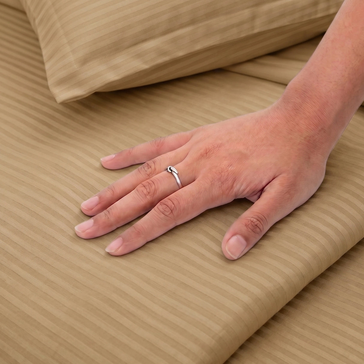 Breton Mellow - Satin Striped Duvet Cover (Taupe)