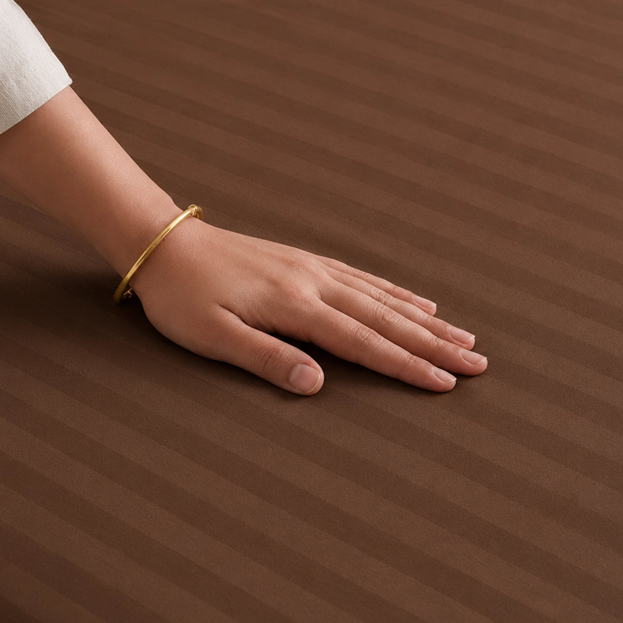 Breton Nap - Satin Stripes Bedsheet (Brown)