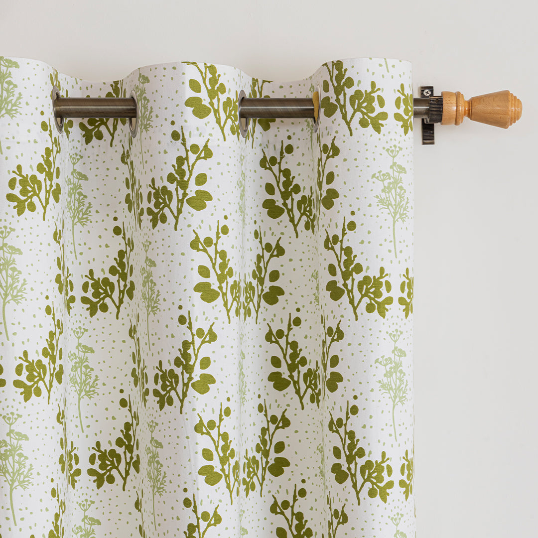 White Floral Botanic Hush Eyelet Printed duck Curtain