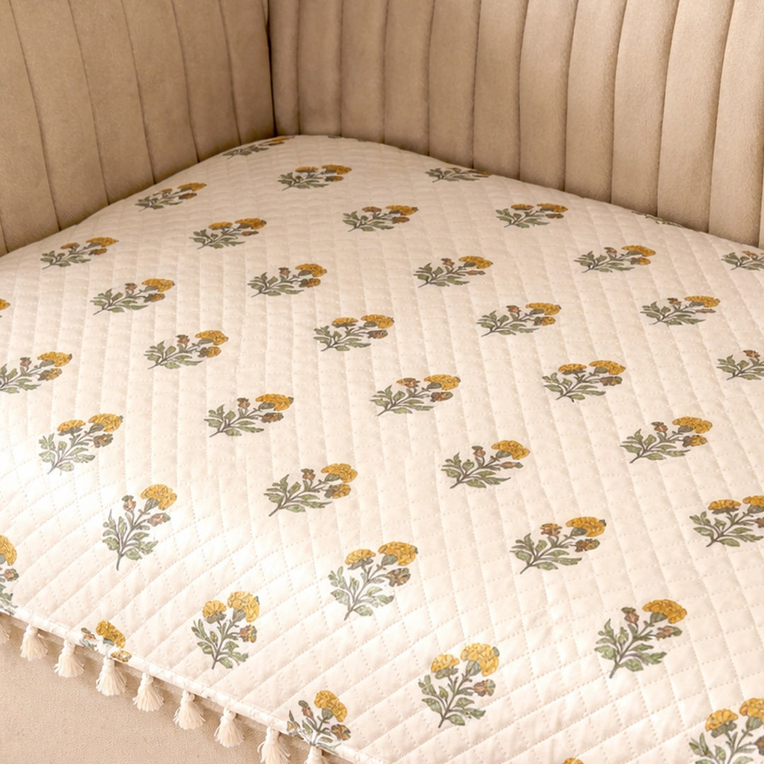 Meadow Bloom - Printed Sofa Cover (White)