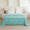 Imprimer Lilac - Leaf Printed Dohar Blanket (Aqua Blue)