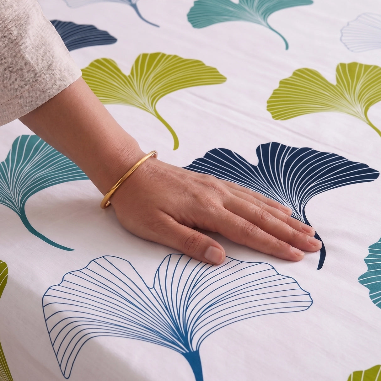 Imprimer Ginkyo - Floral Printed Bedsheet (Blue & Green)