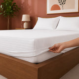 Breton Drift - Satin Stripes Fitted Bedsheet (White)