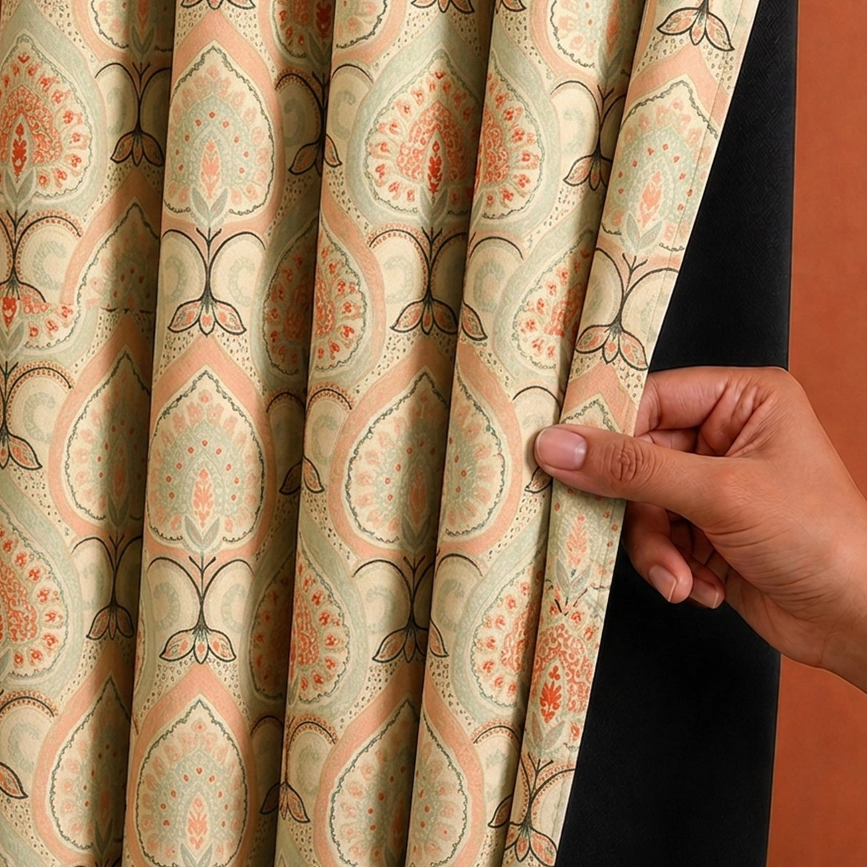 Imprimer Floral - Digital Printed Blackout Curtain (Green & Pink)
