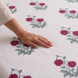 Imprimer Vignette - Floral Printed Bedsheet (Red)
