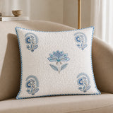 Ombre Tranquil - Hand Block Printed Quilted Cushion Cover (Baby Blue)