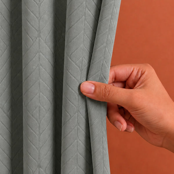 Fort Essential Embossed - Rod Pocket Black Backing Blackout Curtain (Grey)