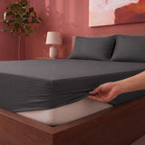 Breton Drift - Satin Stripes Fitted Bedsheet (Grey)