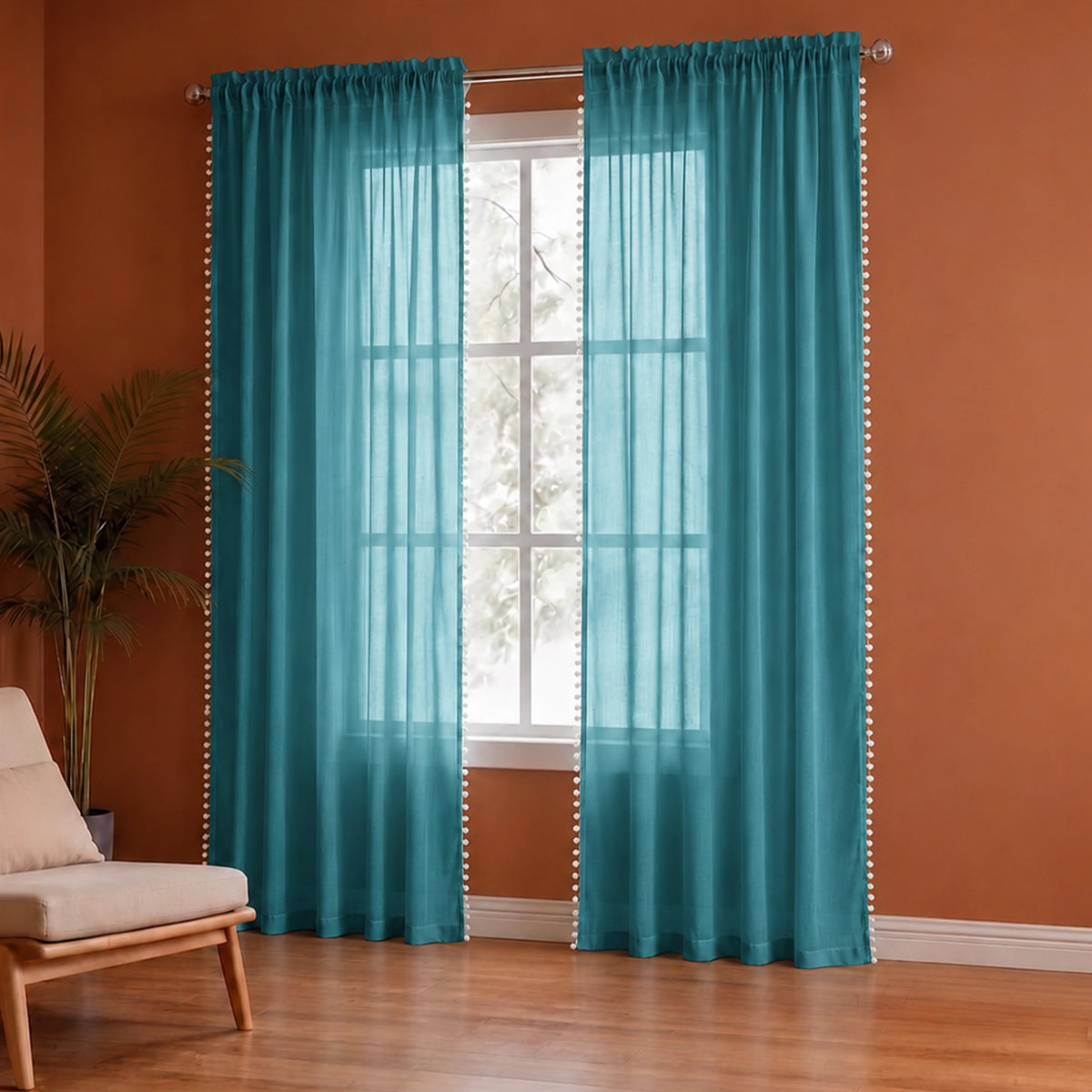 Fort Handpicked Breeze - Rod Pocket Blue Sheer Curtain