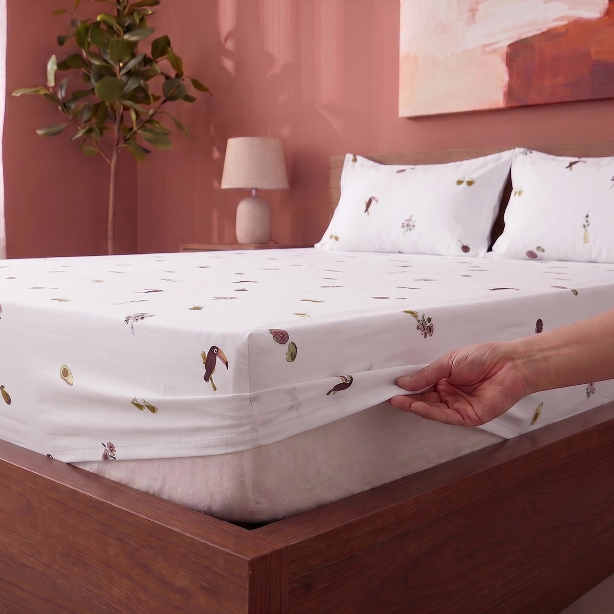 Imprimer Medley - Cartoon Printed Fitted Bedsheet (Multicolor)