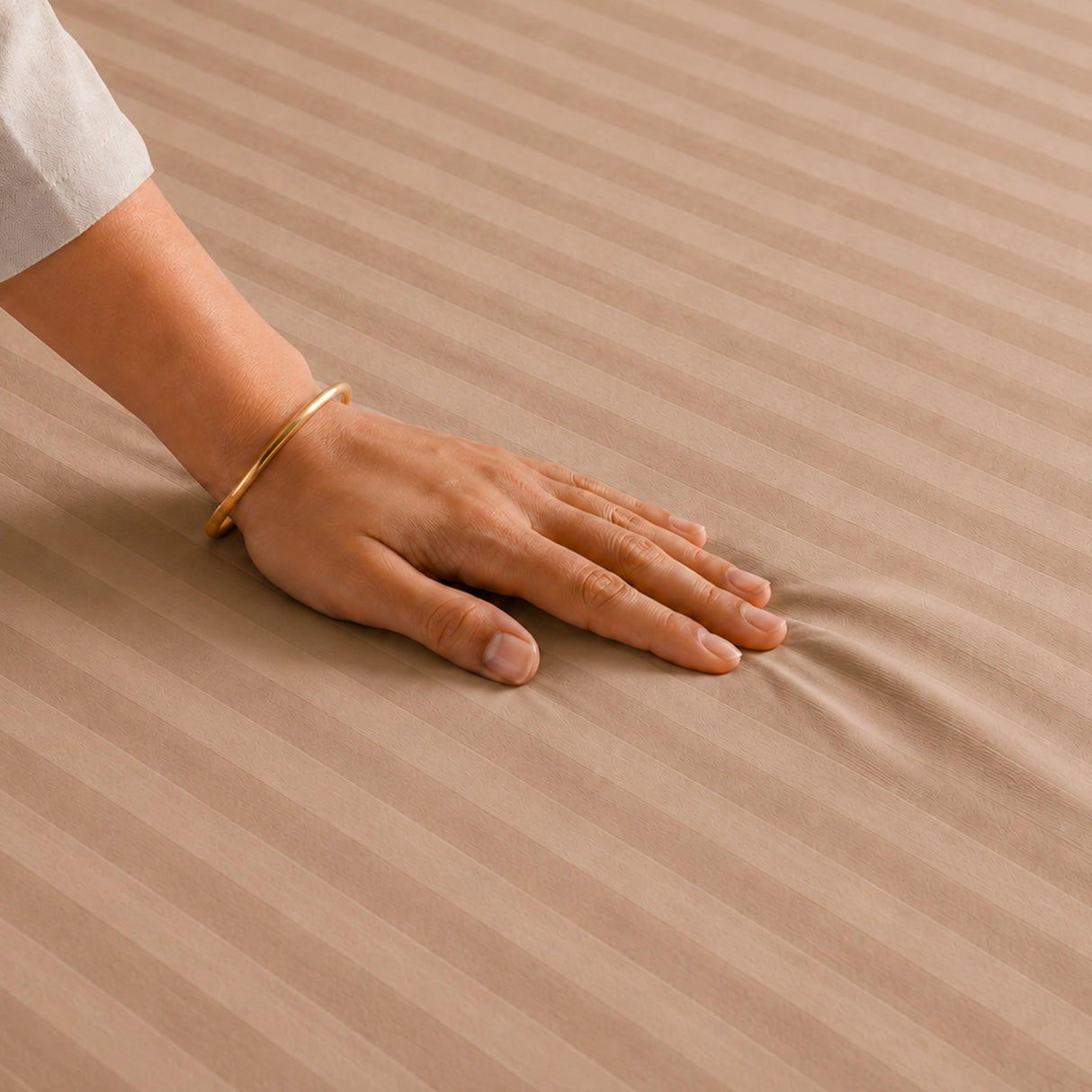 Breton Nap - Satin Stripe Bedsheet (Taupe)