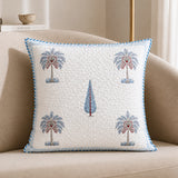 Ombre Lupine - Hand Block Print Quilted Cushion Cover (Blue)