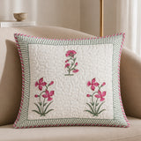 Ombre Orchid - Hand Block Print Quilted Cushion Cover (Pink)