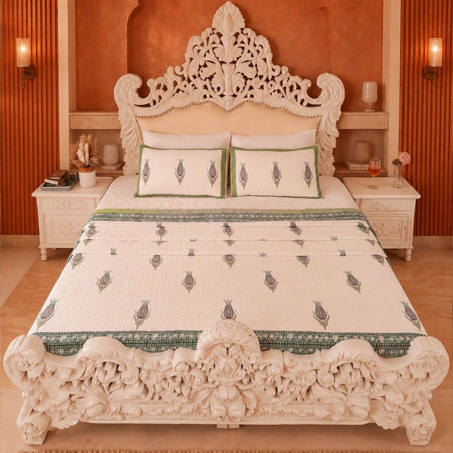 Dew Drops - Handblock Bedcover