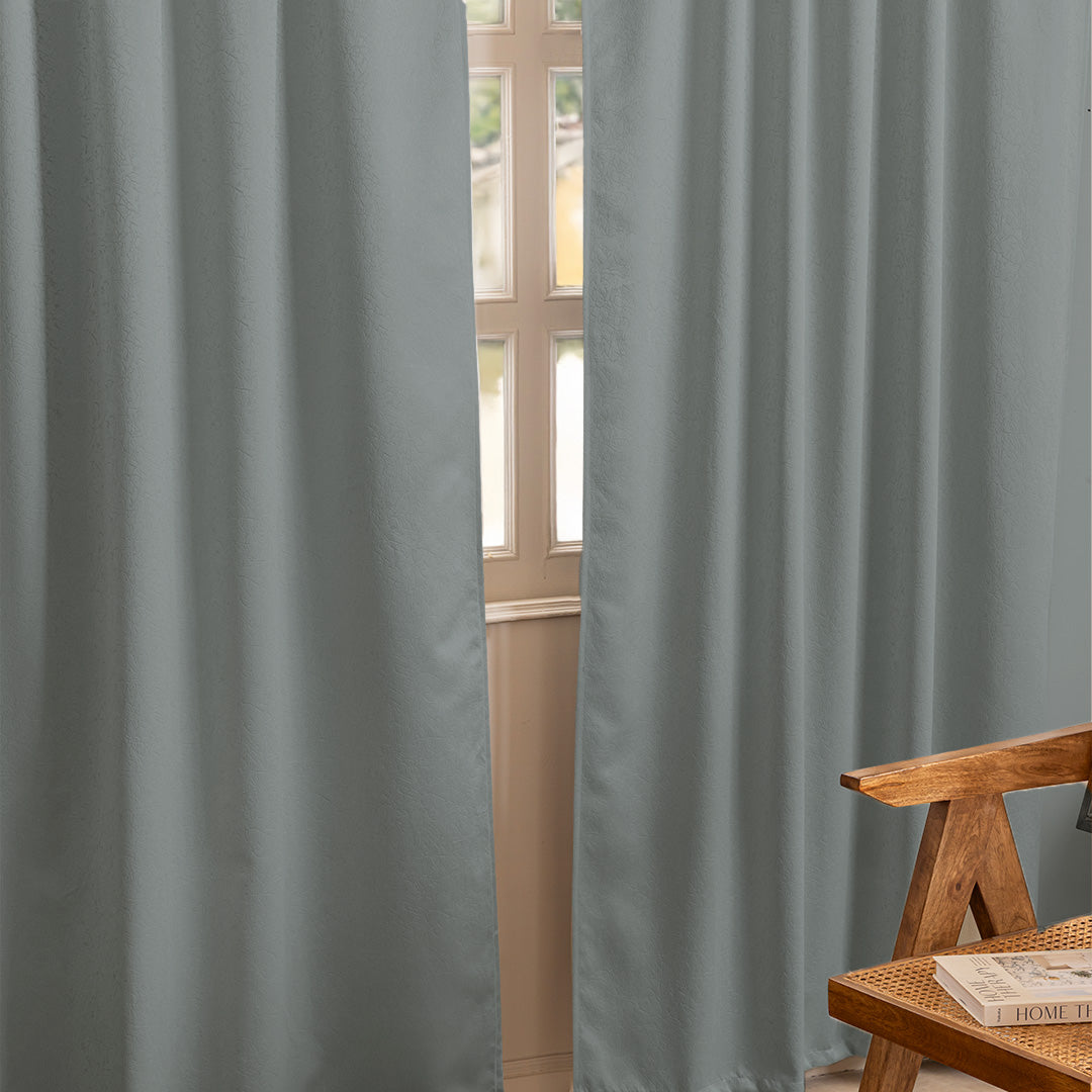 Fort Essential Abstract - Rod Pocket Black Backing Blackout Curtain (Grey)