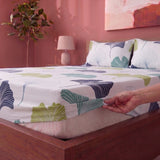 Imprimer Ginkyo - Floral Printed Fitted Bedsheet (Blue & Green)