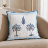 Ombre Lupine - Hand Block Print Quilted Cushion Cover (Blue)