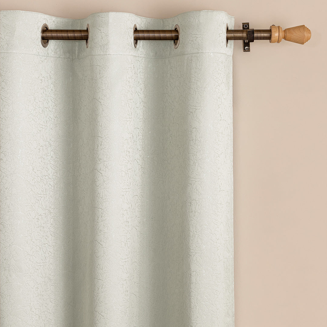 Fort Essential Abstract - Eyelet Black Backing Blackout Curtain (Off White)