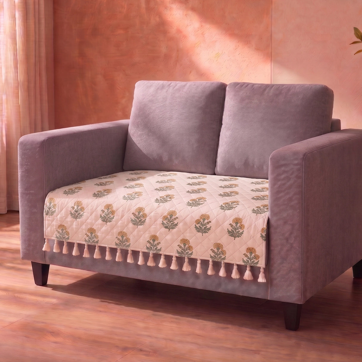 Meadow Bloom - Printed Sofa Cover (White)