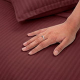 Breton Mellow - Satin Striped Duvet Cover (Maroon)