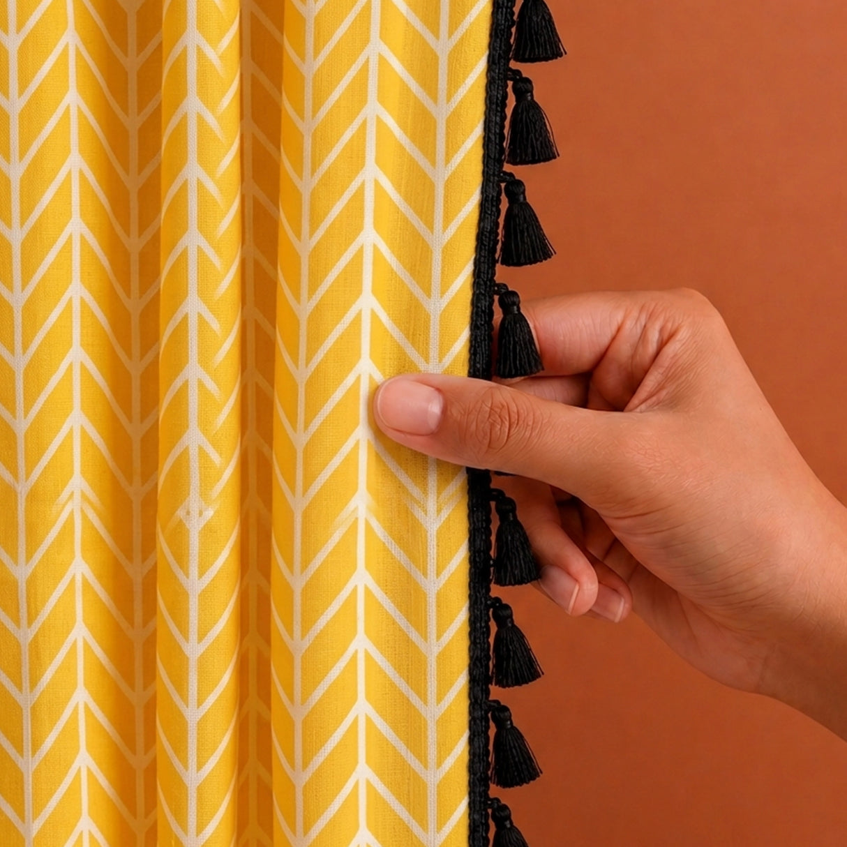 Imprimer Handpicked Aztec - Printed Semi Blackout Eyelet Curtain (Yellow)