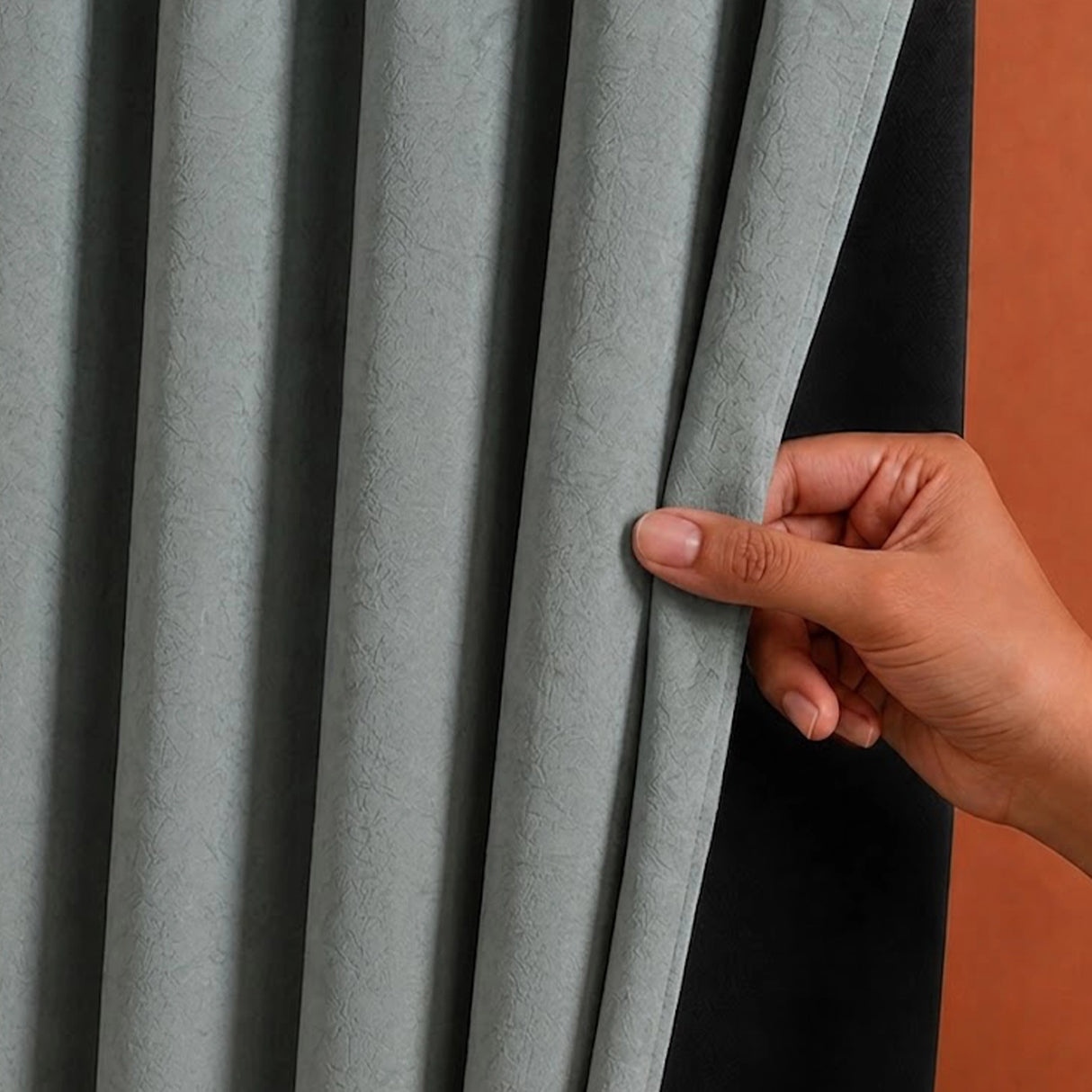 Fort Essential Abstract - Rod Pocket Black Backing Blackout Curtain (Grey)