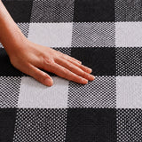 Breton Shadowplay - Plaid Cotton Rug (Black & White)