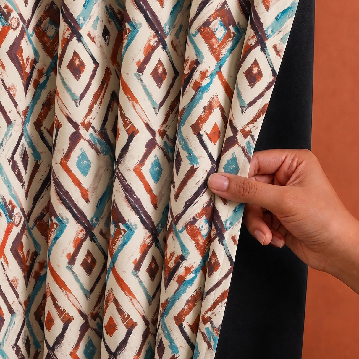 Imprimer Geometric - Digital Printed Blackout Curtain (Multicolor)