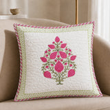 Ombre Berry - Hand Block Print Quilted Cushion Cover (Pink)