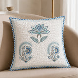 Ombre Tranquil - Hand Block Printed Quilted Cushion Cover (Baby Blue)